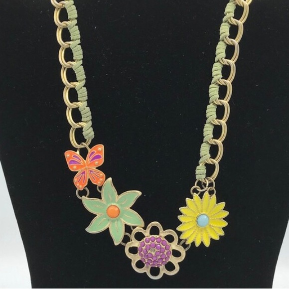 Lia Sophia Gold Tone Necklace with Enamel Flowers - Picture 6 of 6